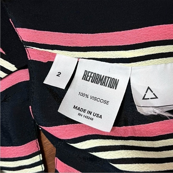 REFORMATION 90s Graphic Stripe Crepe Sweetheart Neck‎ Sleeveless Cami Crop Top 2 - Picture 7 of 7